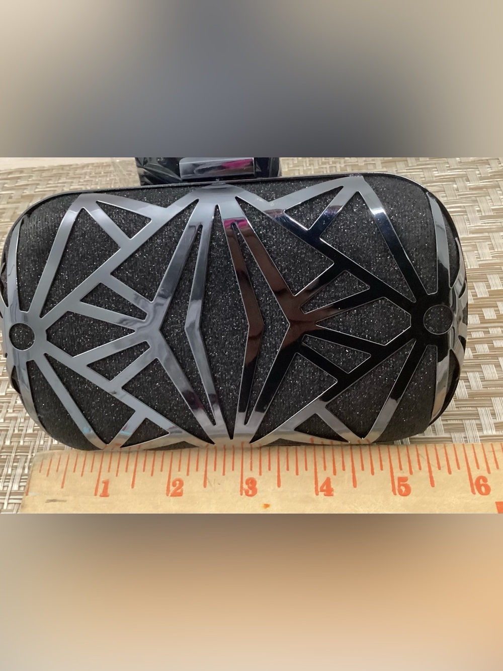 JNB Black Geometric Hard Shell Clutch - Picture 6 of 6